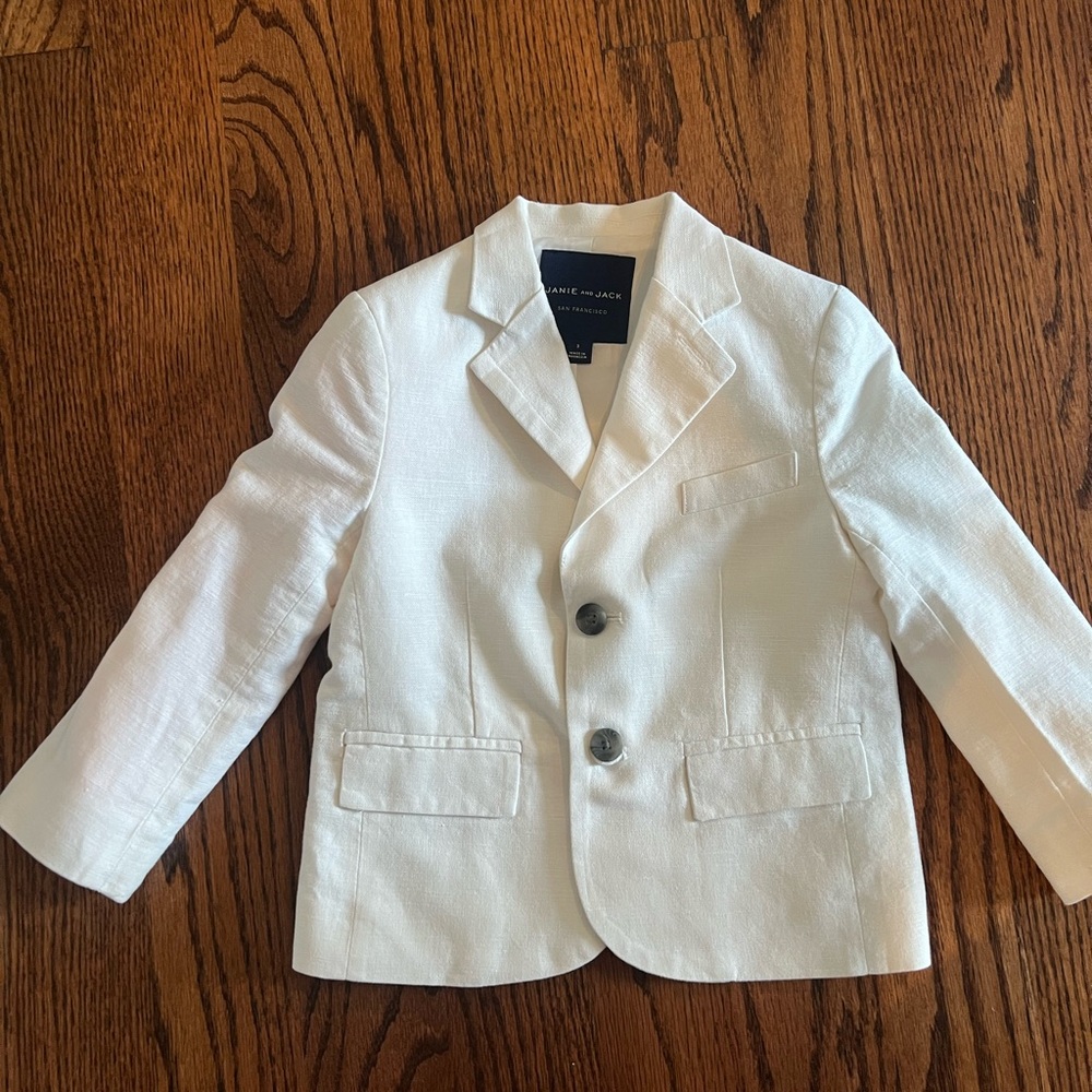 Janie and Jack Classic White Boys Blazer Jacket (size 3)